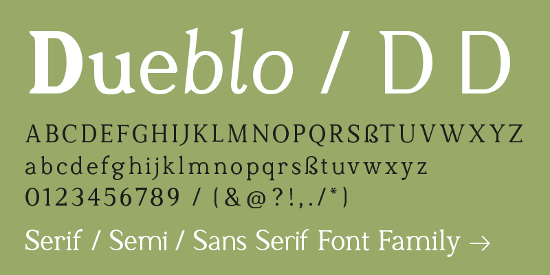 Dueblo Sans / alphabeet, Fonts