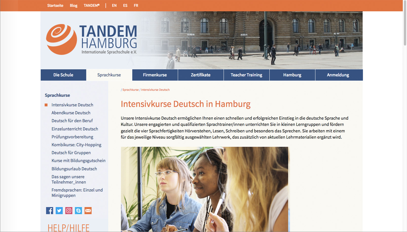 Tandem Hamburg – Internationale Sprachschule – Website-Relaunch
